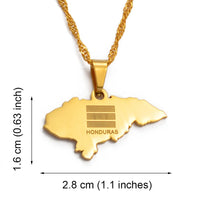 Anniyoc Honduras Map Flag Pendant Necklaces for Women Gold Color Charm Maps Jewelry Patriotic Bests #017421