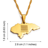 Anniyoc Honduras Map Flag Pendant Necklaces for Women Gold Color Charm Maps Jewelry Patriotic Bests #017421