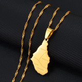 Anniyo 3.1CM Montserrat Island Map With Cities Pendant Necklaces for Women/Girls Gold Color Jewelry #267221