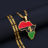 Anniyo Africa Map & Egypt Eye Ankh Gye Nyame Charm Pendant Necklace African Traditional Cultural Symbols Jewelry Unisex #252821
