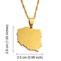Anniyo 2.6CM Polska Map Pendant Necklaces for Women Jewelry Maps of Poland Chain  #021221