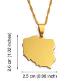 Anniyo 2.6CM Polska Map Pendant Necklaces for Women Jewelry Maps of Poland Chain  #021221