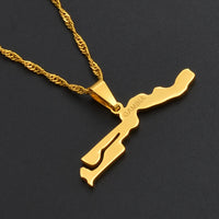 Anniyo  Gambia Map Pendant Necklaces African Jewelry Gambian Items  @000221