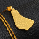 Anniyo Map of the Barbados Island With City Name Pendant Necklaces Gold Color Maps Jewelry #043521