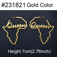 Anniyo African Map Big Earrings Exaggerate Larger Queen Earring Stud Africa Traditional Ethnic Hyperbole Wedding Jewelry #231821