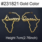 Anniyo African Map Big Earrings Exaggerate Larger Queen Earring Stud Africa Traditional Ethnic Hyperbole Wedding Jewelry #231821
