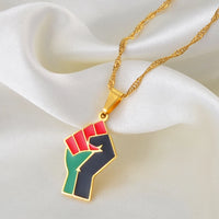 Anniyo African Fist Symbol Pendant Necklaces Stainless Steel Jewelry for Women Girls Africa Cultural Chain @231521