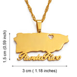 Anniyo Heart Puerto Rico Map Pendant Necklaces PR Puerto Ricans Jewelry @124821