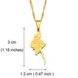 Anniyo Myanmar Map City Silver Color / Gold Color Charm Pendant Necklace Burmese Jewelry #234021