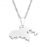Anniyo SMALL The United States Virgin Islands St John Map Pendant Necklaces for Women Girls Saint John Jewelry #115821