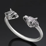 Men Stainless Steel Viking Wolf Geri and Freki Bear Paw Head Bangle amulet Bracelets for Male Gift