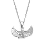 Anniyo Fab Egyptian Goddess Necklace Silver Color/Gold Color Wing Chains Ankh Bib Wicca Pagan Jewelry Egypt Religion #220206