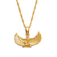 Anniyo Fab Egyptian Goddess Necklace Silver Color/Gold Color Wing Chains Ankh Bib Wicca Pagan Jewelry Egypt Religion #220206