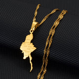Anniyo Myanmar Map City Silver Color / Gold Color Charm Pendant Necklace Burmese Jewelry #234021