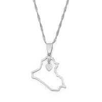 Anniyo Heart Iraq Map Pendant Necklace Silver Color/Gold Color Jewelry Map Of Iraq Necklaces #160521