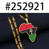 Anniyo Africa Map & Egypt Eye Ankh Gye Nyame Charm Pendant Necklace African Traditional Cultural Symbols Jewelry Unisex #252821