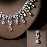 HIBRIDE Luxury Wedding Jewelry Nigerian Design Cubic Zirconia Large Bridal Choker Necklace Earrings Sets For Women bijoux N-1454