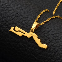 Anniyo  Gambia Map Pendant Necklaces African Jewelry Gambian Items  @000221