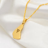 Anniyo 2.3CM Silver Color/Gold Color Map of the Barbados Island Pendant Necklaces Barbados Flag symbol and Maps Jewelry #122621