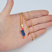 Anniyoc Belize Map Flag Pendant Necklaces for Women Girls Gold Color Charm Belize's Maps Jewelry Patriotic Ethnic s #168921
