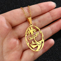 SONYA Guam's Necklaces for Women Men Gold Color Guam Pendant Wedding Party Engagement Stainless Steel Jewelry