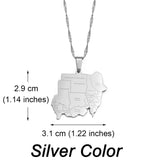 Anniyo Republic of the Sudan Map and Cities Pendant Necklace North Sudan Jewelry @214521