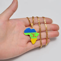 Anniyo Africa Map Berbers Pendant Necklaces African Berber Jewelry for Women Men #250021