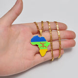 Anniyo Africa Map Berbers Pendant Necklaces African Berber Jewelry for Women Men #250021