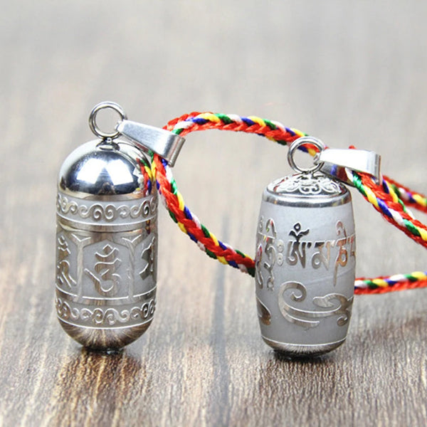 Stainless Steel Om Mani Padme Hum Prayer Wheel Mantra Buddhism Rotatable Necklace Cremation Jewelry Capsule Ash Urn Holder