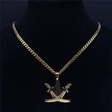 Arabic Retro Imam Ali Sword Muslim Islam Knife Chain Necklaces Stainless Steel Necklace Men/Women Gold Color Jewelry N3435S05