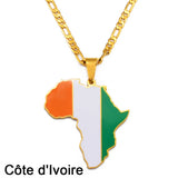 Anniyo 3.8CM Hip-hop Africa Map Pendant Necklace Jewelry Ghana Nigeria Congo Sudan Somalia Uganda Zimbabwe Zambia Liberia#207921