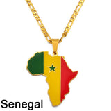 Anniyo 3.8CM Hip-hop Africa Map Pendant Necklace Jewelry Ghana Nigeria Congo Sudan Somalia Uganda Zimbabwe Zambia Liberia#207921