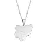 Anniyo Nigeria Map Pendant Necklaces,Country Maps Africa Nigerians Maps With City Name Jewelry @008421