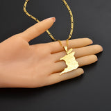 Anniyo (3.5cm Big) Trinidad & Tobago Map City Name Pendant Necklace For Women Men Gold Color Trendy Ethnic Jewelry @119421