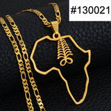 Anniyo African Map Cultural Symbol Pendant Necklaces Women Men Adinkra Gye Nyame Ethnic Jewelry Congo Ghana Nigeria @129721