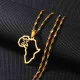 Anniyo Outline Africa Map Berbers Pendant Necklaces African Berber Jewelry for Women Men @250621