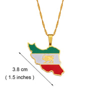 Anniyo Iran Map Pendant Necklace Iranian Jewelry #207821