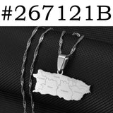 Anniyo Puerto Rico Map With Cities Pendant Necklaces Gold Color Silver Color PR Puerto Ricans Jewelry #267121