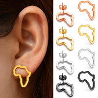 Anniyo Mini Africa Map Stud Earrings Silver Color/Black/Gold African Earrings Small Ornaments Traditional Ethnic  @148121