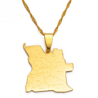 Anniyo With City Name Angola Map Pendant Necklaces Silver Color/Gold Color African Jewelry Angolan Country Maps #135621