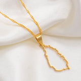 Anniyo Saint Lucia Map Profile Pendant Necklace Women Girl Gold Color Jewelry St. Lucia Cities Pendant Chains Jewellery #121421