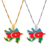Anniyo Azerbaijan Map Flags Pendant Necklaces Azerbaycan Jewelry Stainless Steel #174821
