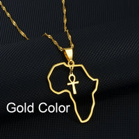 Anniyo Egyptian Cross Ankh Symbol Pendant Necklaces Women Girls Africa Map Jewelry Egypt Hieroglyphs Nile Key @177721
