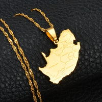 Anniyo South Africa Map and Cities Name Pendant Necklaces Jewelry African Festival Ornament #203921