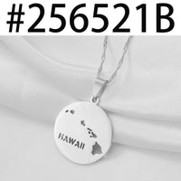 Anniyo Round Hawaii State Map Pendants Necklaces Hawaiian Jewelry #256521