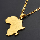 Anniyo Hip-hop Style Africa Map Pendant Necklaces Gold Silver Color Jewelry For Women Men African Maps Jewellery  #043821