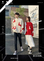 Christmas Sweater Women Autumn Winter Korean Loose Pullover Deer Sweater Men and Woman Oversized Sweaters Couples