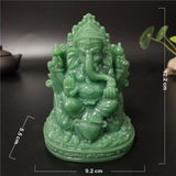 Ganesha Buddha Statue Elephant Hindu God Sculptures Figurines Resin Craft Man-made Jade Stone Ornaments Home Garden Decoration