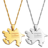 Anniyo Gold Color Azerbaijan Map & Flag Pendant Necklaces Azerbaycan of Maps Jewelry  #010521