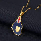 Anniyo Flag & Map of Montserrat United Kingdom Pendant Chain Necklaces Montserrat Maps Jewelry #175621